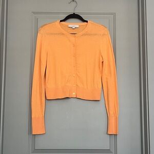 LOFT Apricot Orange Cropped Women's Cardigan 100% Cotton